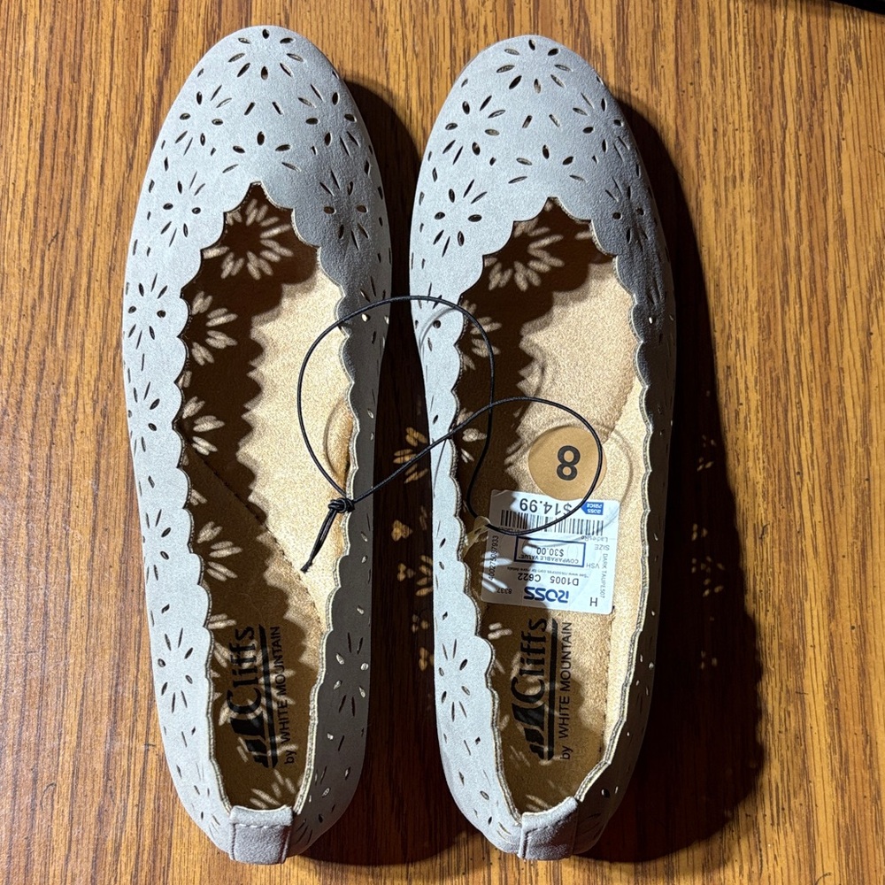 White Mountain Women's Cream Flats with Floral Cutouts